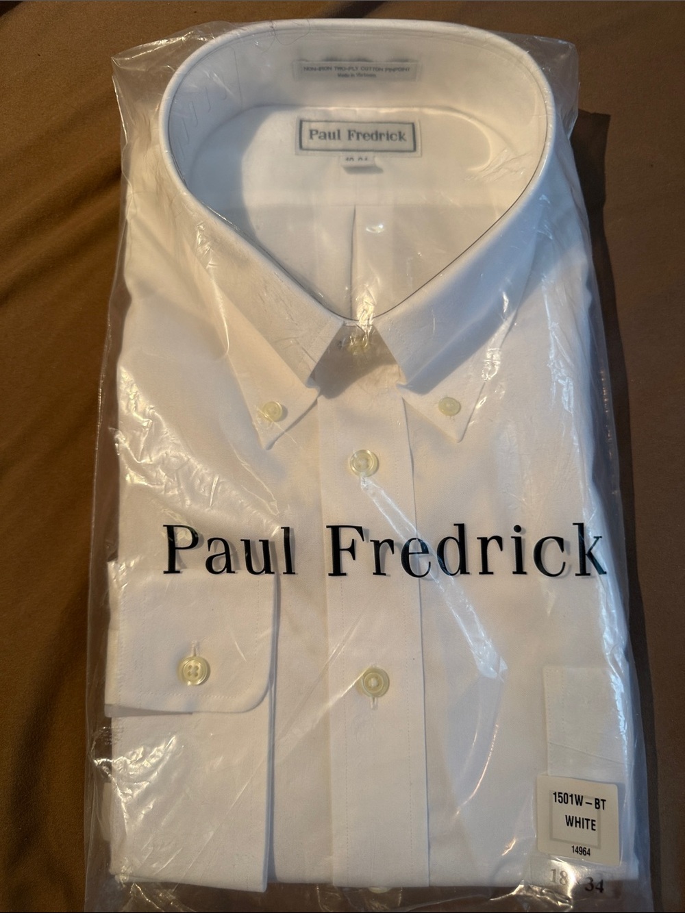 Paul Fredrick White Button-Down Dress Shirt - Classic White 18/34